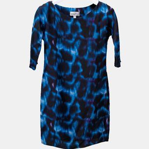 Erdem Abstract Blue Print Shift Knee-Length Dress